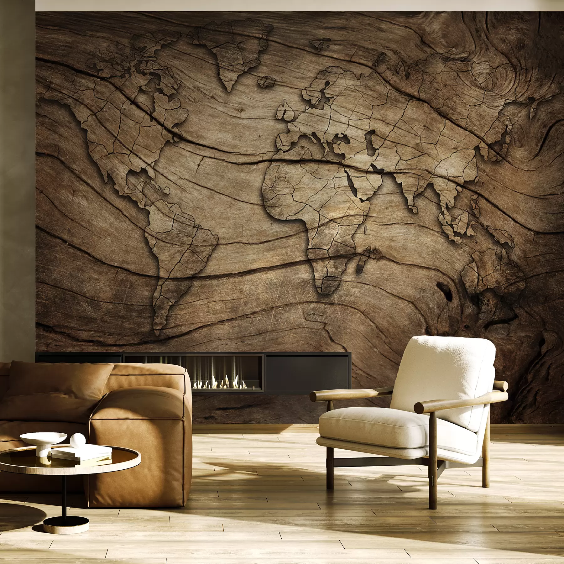 carta da parati mappa del mondo su legno nr. u53146