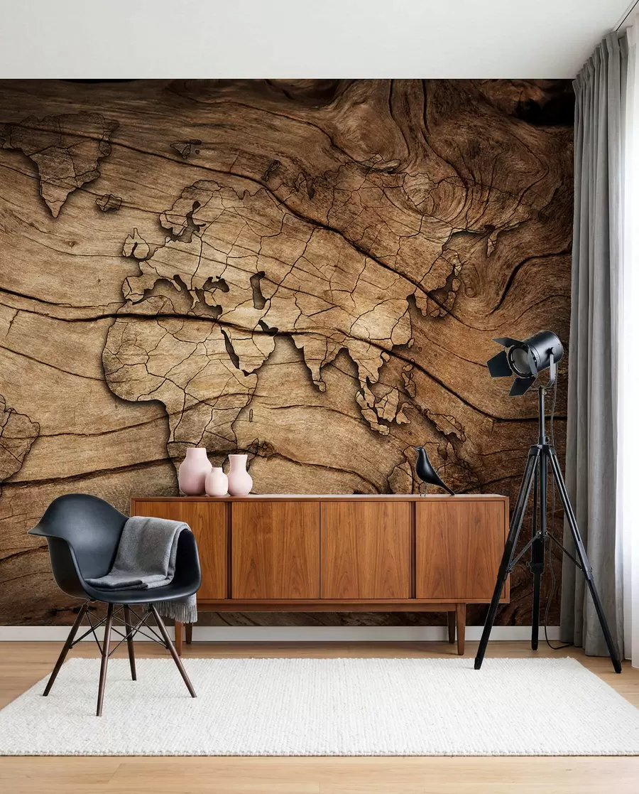 carta da parati Mappa del mondo su venature nr. u53146