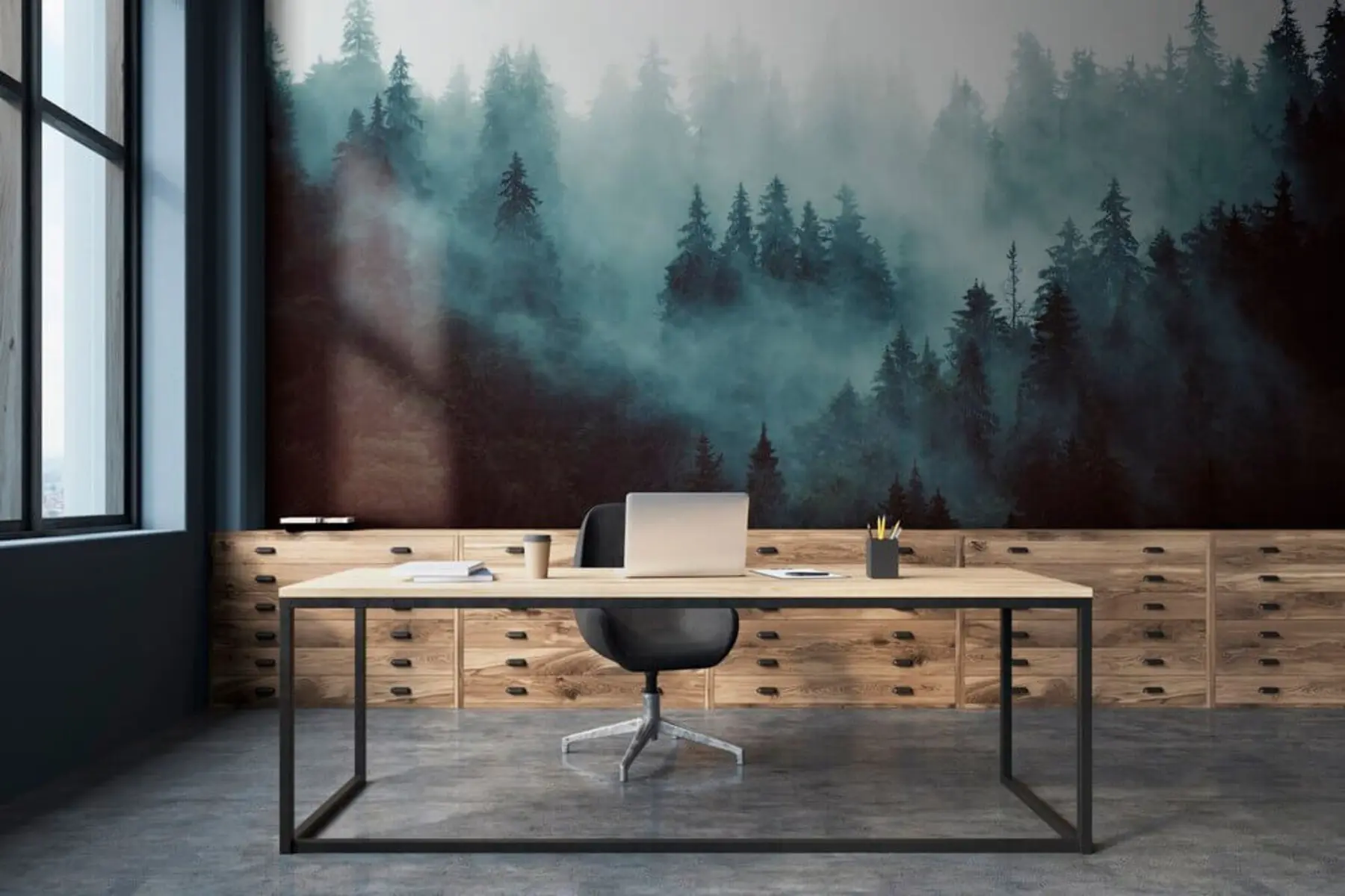 Carta da parati Foresta Nebbiosa Bella foresta nella nebbia n. u54118