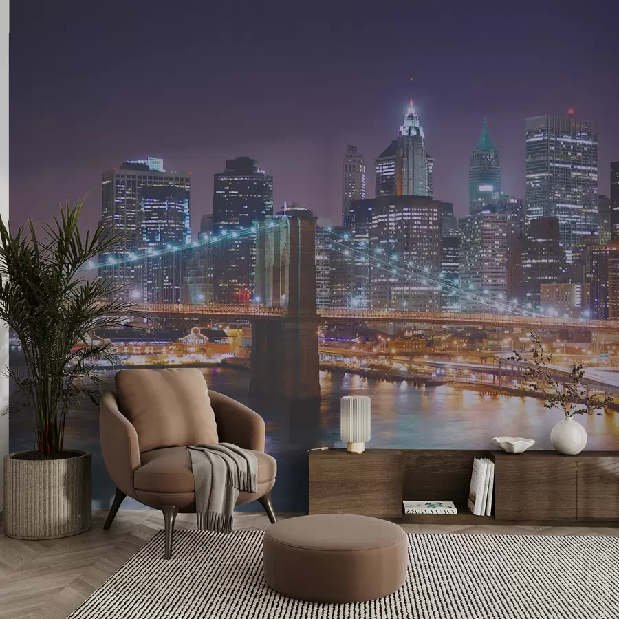 Carta da parati con la vista di città Ponte di Brooklyn, New York 