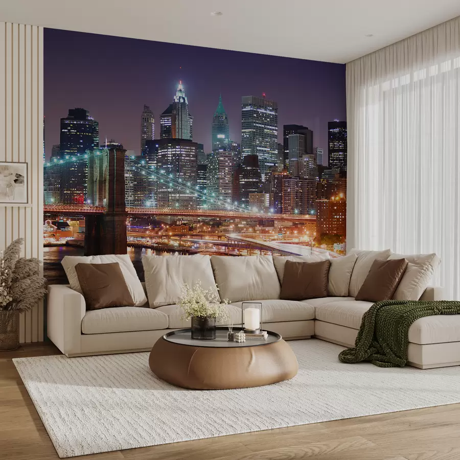 Carta da parati con la vista di città Ponte di Brooklyn, New York 