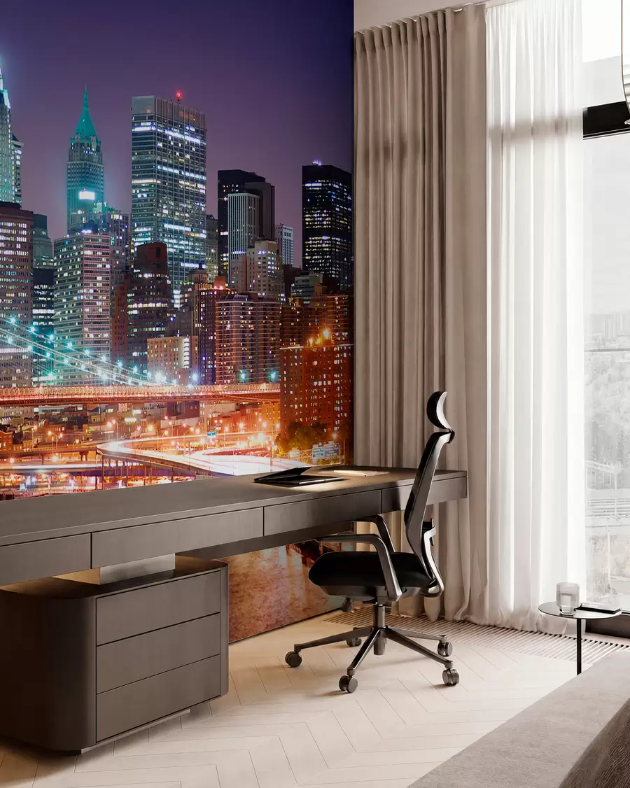 Carta da parati con la vista di città Ponte di Brooklyn, New York 