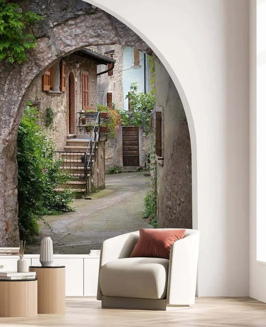 Carta da parati con la vista di città strada italiana 