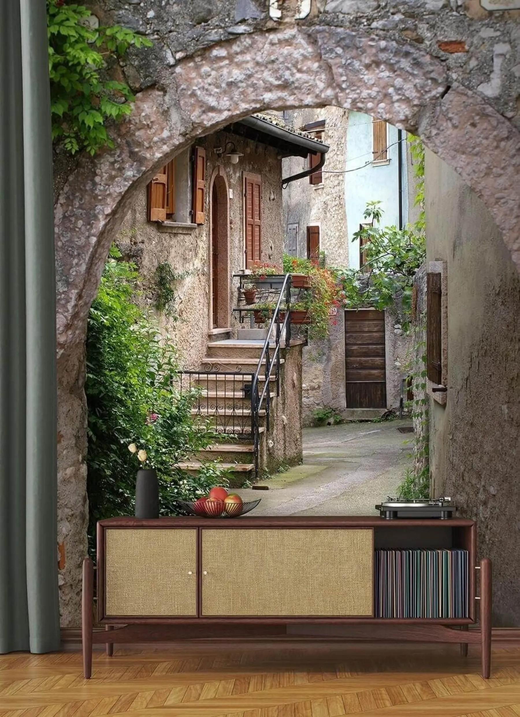 Carta da parati con la vista di città strada italiana 