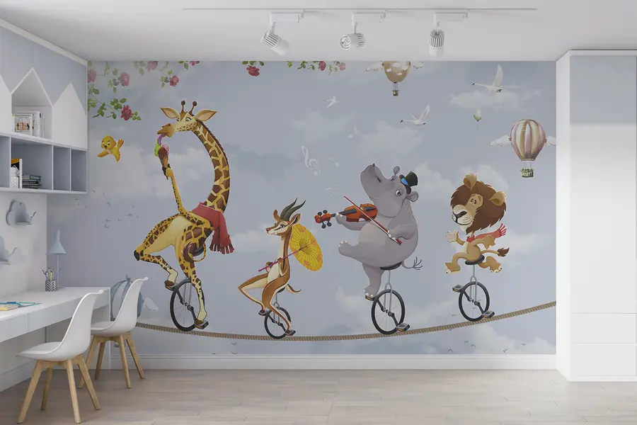 Carta da parati per Bambini Animali - acrobati del circo 