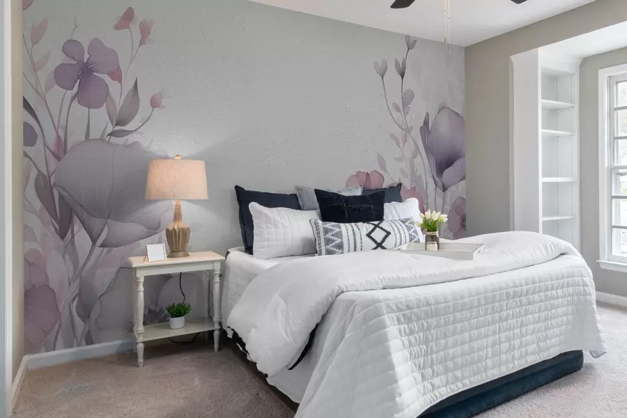 Carta da parati Floreale Grandi fiori, imitazione dell'acquerello su una parete di cemento chiaro n. w08945