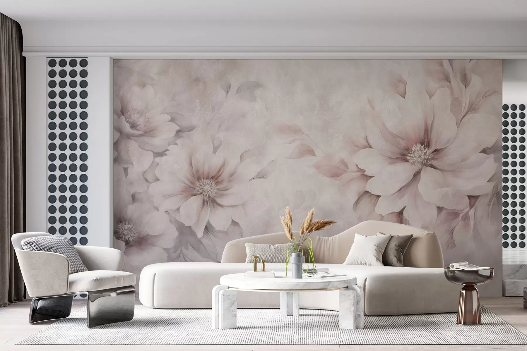 Carta da parati Floreale Delicati fiori traslucidi su uno sfondo invecchiato n. w08950