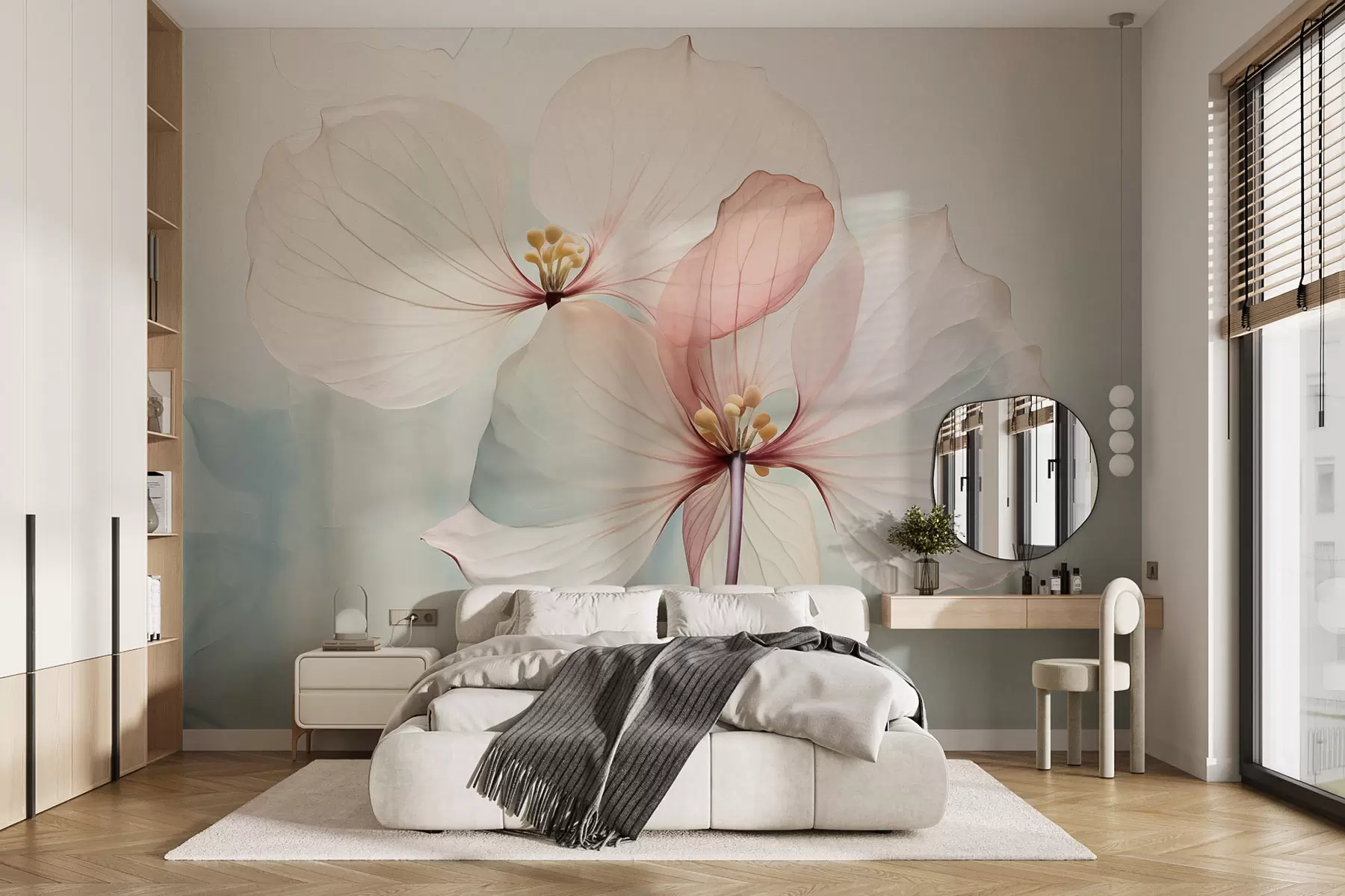 Carta da parati Floreale Fiori imitazione acquerello n. w03569