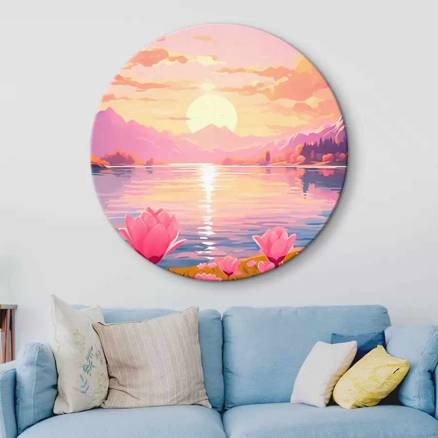 carta da parati Paesaggio con stagno sullo sfondo delle montagne nr. r43523