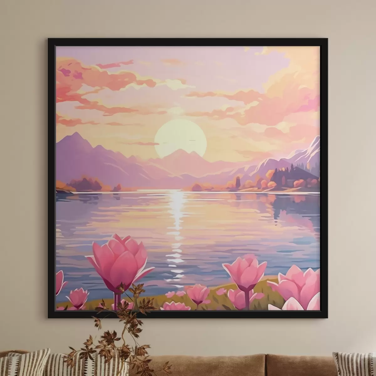 Poster Paesaggio con stagno sullo sfondo delle montagne f43523