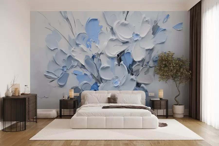 Carta da parati 3D Fiori Fiori volumetrici astratti in stile pittura ad olio n. w03582v1