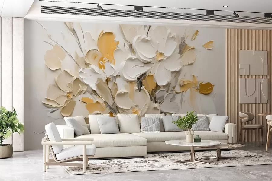 Carta da parati 3D Fiori Fiori volumetrici astratti in stile pittura ad olio n. w03582v2