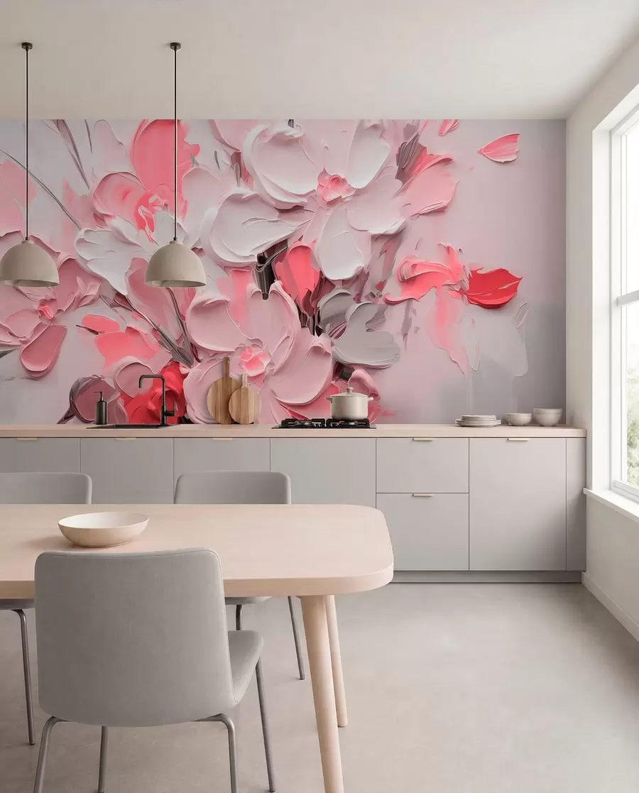Carta da parati 3D Fiori Fiori volumetrici astratti in stile pittura ad olio n. w03582v3
