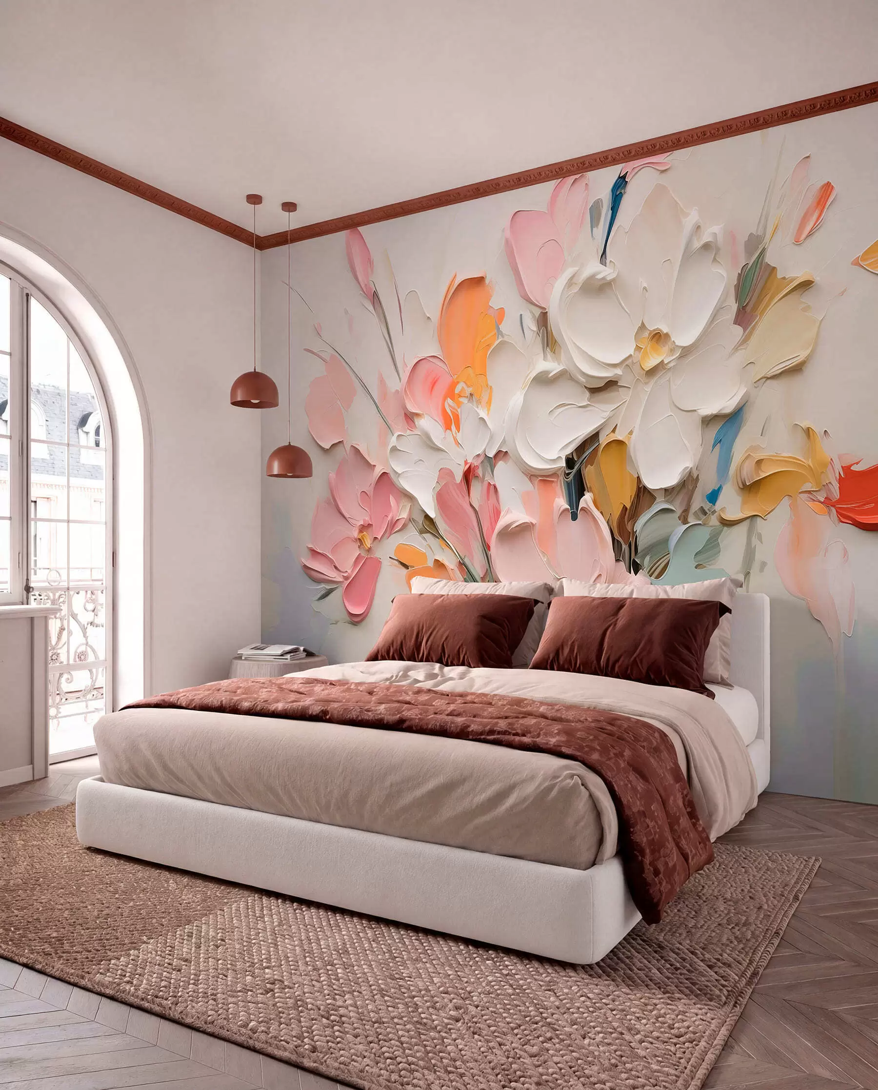 Carta da parati 3D Fiori Fiori volumetrici astratti in stile pittura ad olio n. w03582