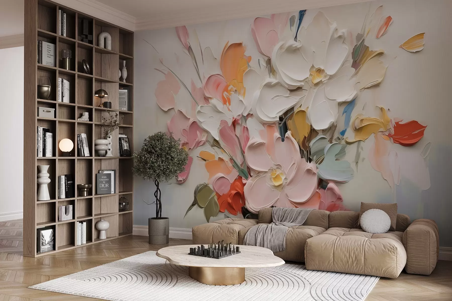 Carta da parati 3D Fiori Fiori volumetrici astratti in stile pittura ad olio n. w03582