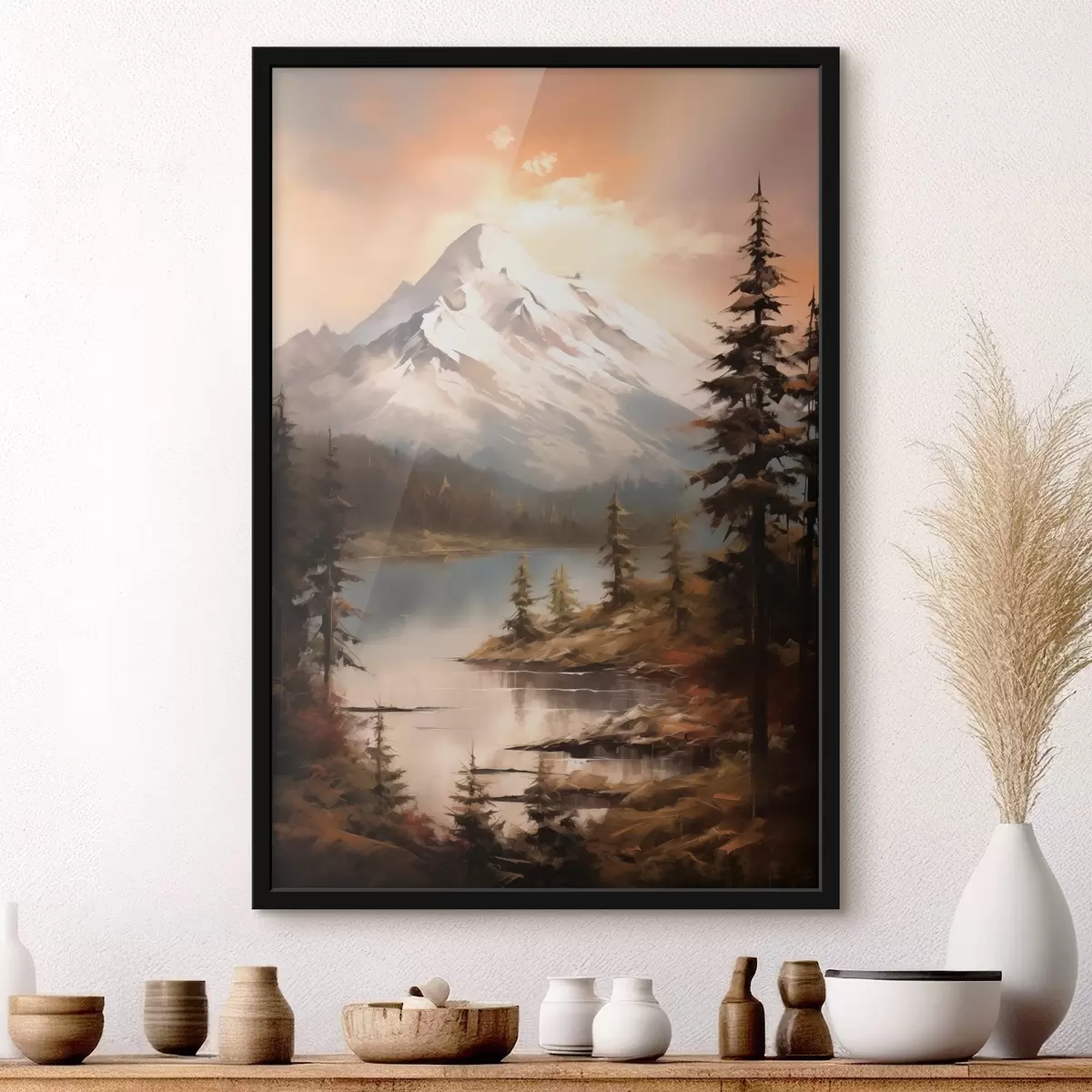 Poster Vista sulla natura delle montagne e del fiume f43543