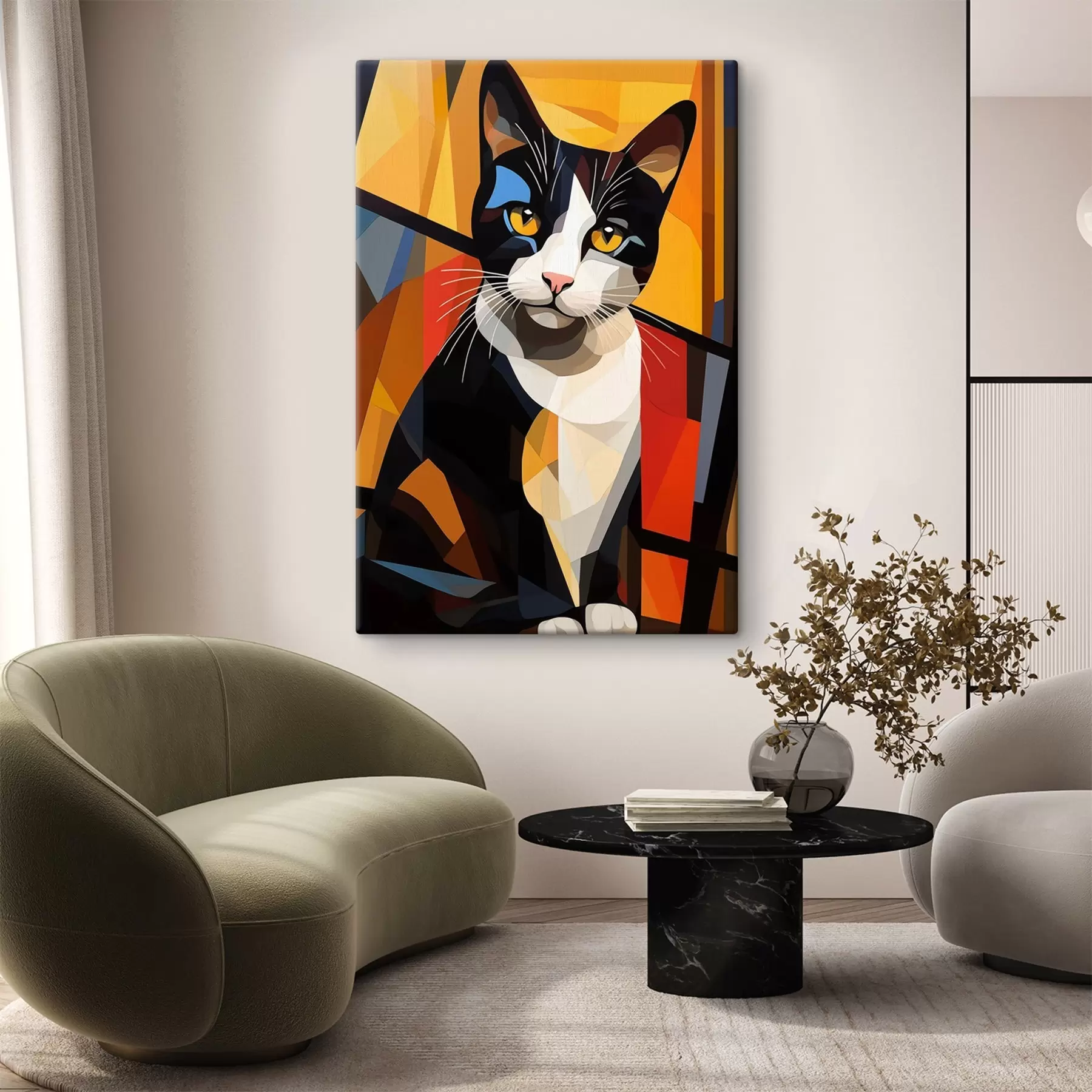 carta da parati Ritratto astratto di gatto colorato nr. s43528