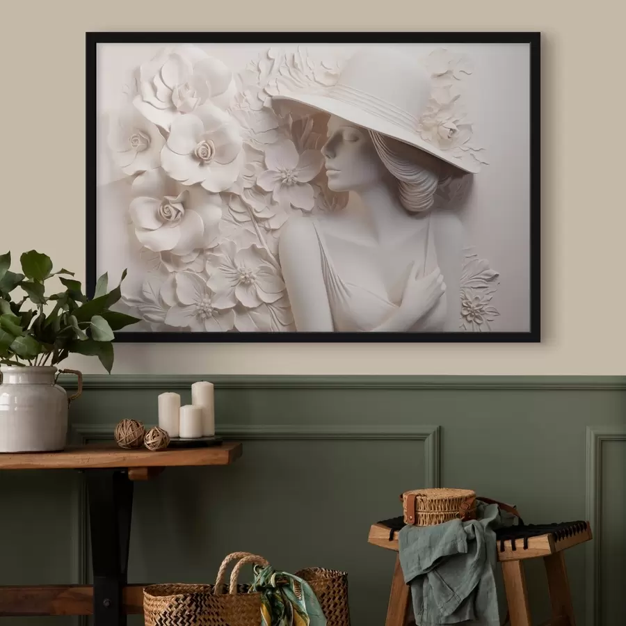 carta da parati Bassorilievo imitato di una donna con cappello nr. f43547