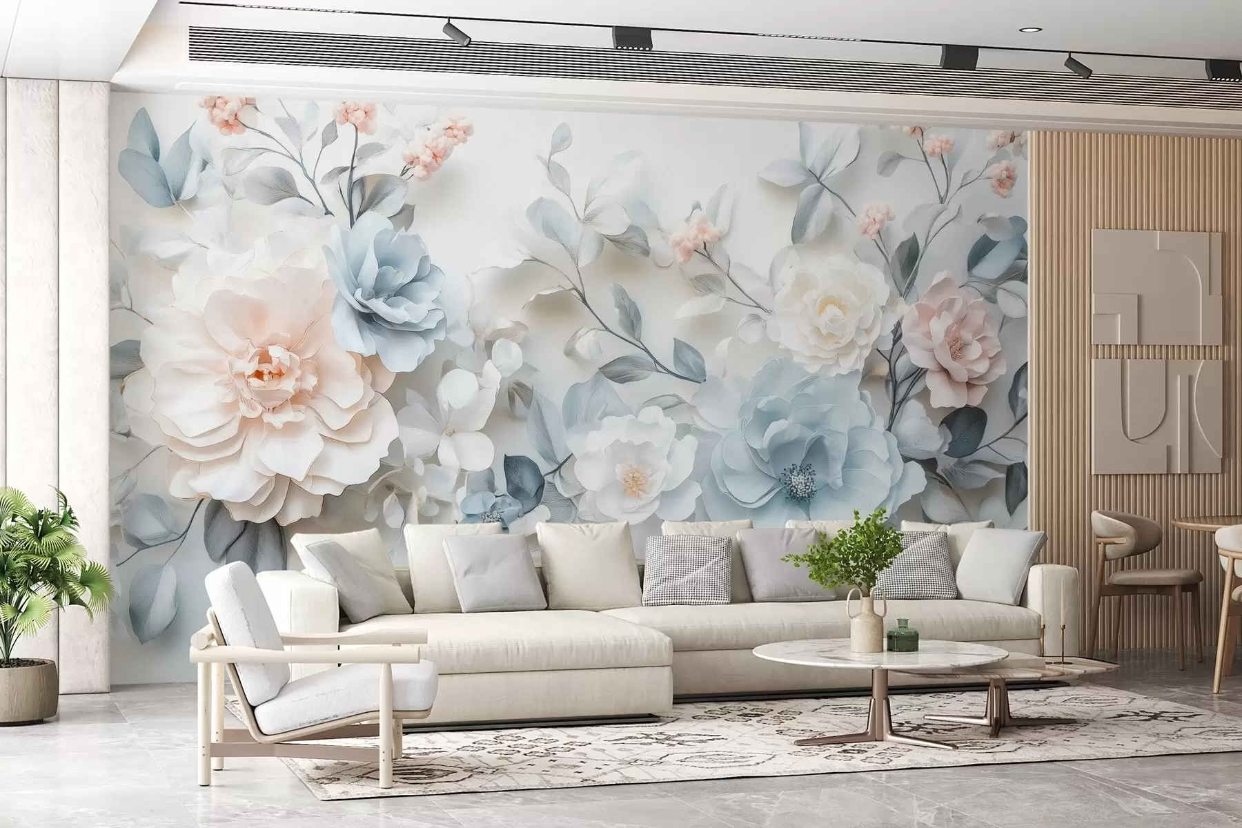 Carta da parati 3D Fiori fiori delicati e ariosi con effetto volume nello stile della pittura ad olio n. w03457