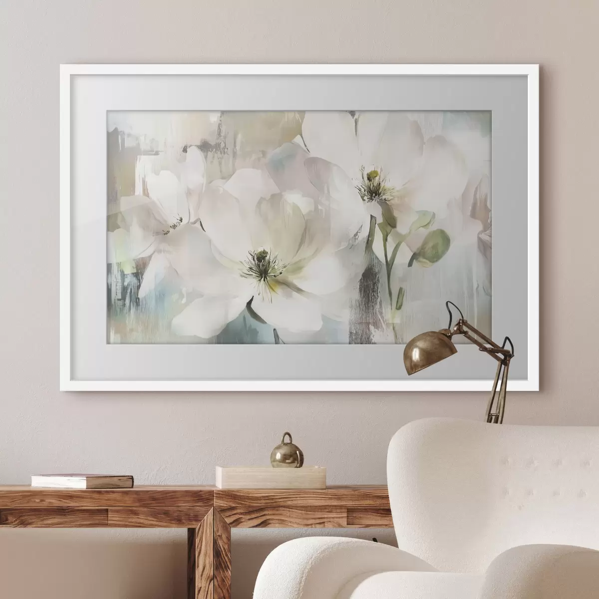 Poster Pausa di fiori bianchi f43903