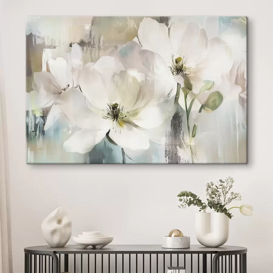 carta da parati Fiori bianchi in stile pittura ad olio nr. s43903