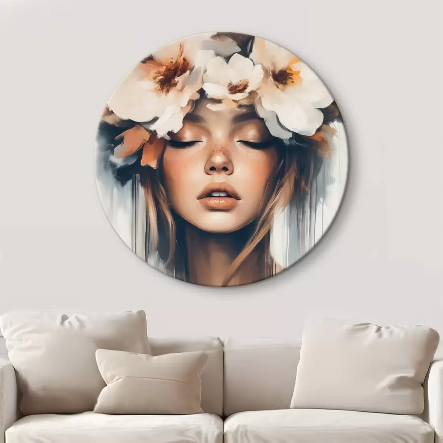 carta da parati Ritratto di donna con fiori tra i capelli nr. r43001