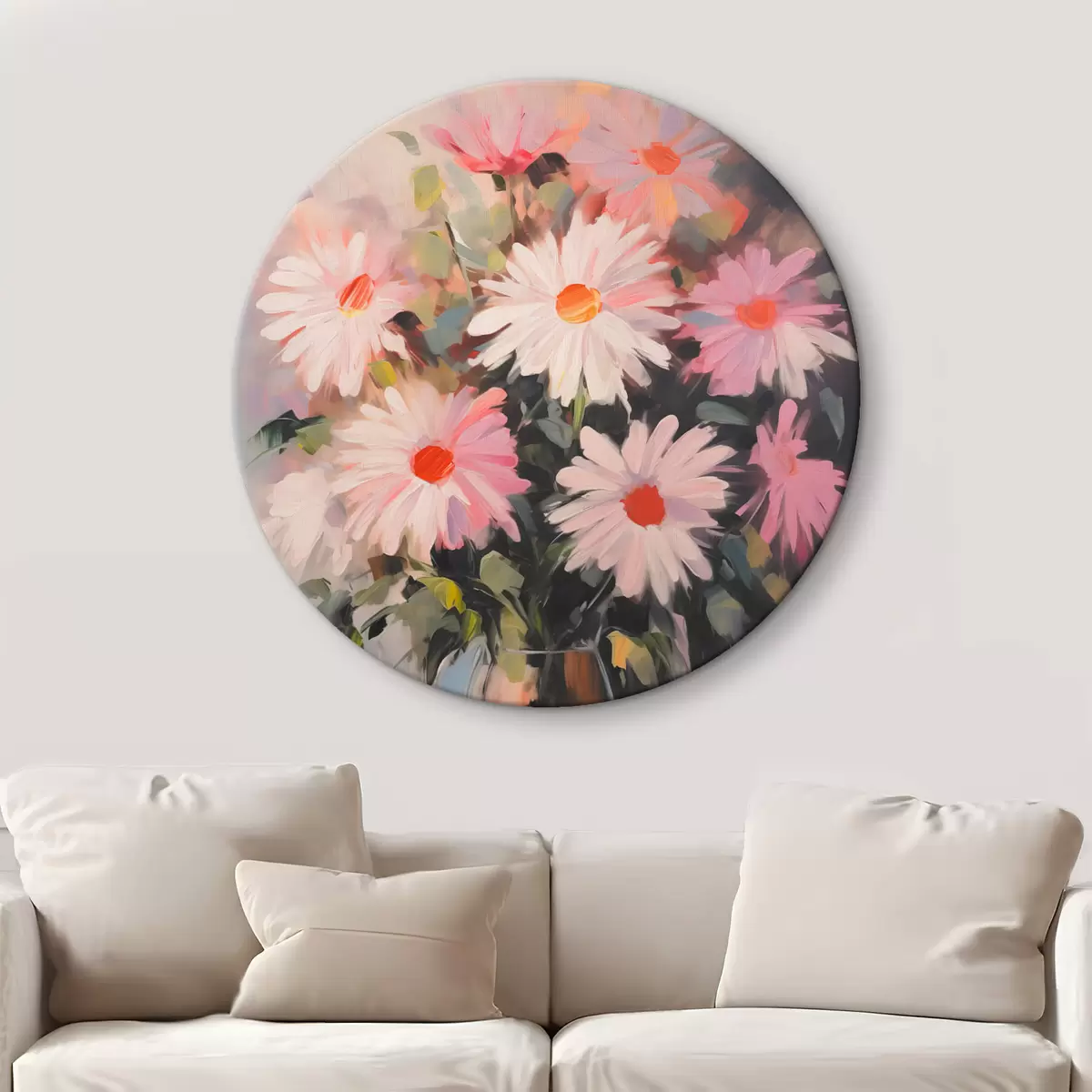 Quadri rotondi Un bouquet di fiori in un vaso r42997
