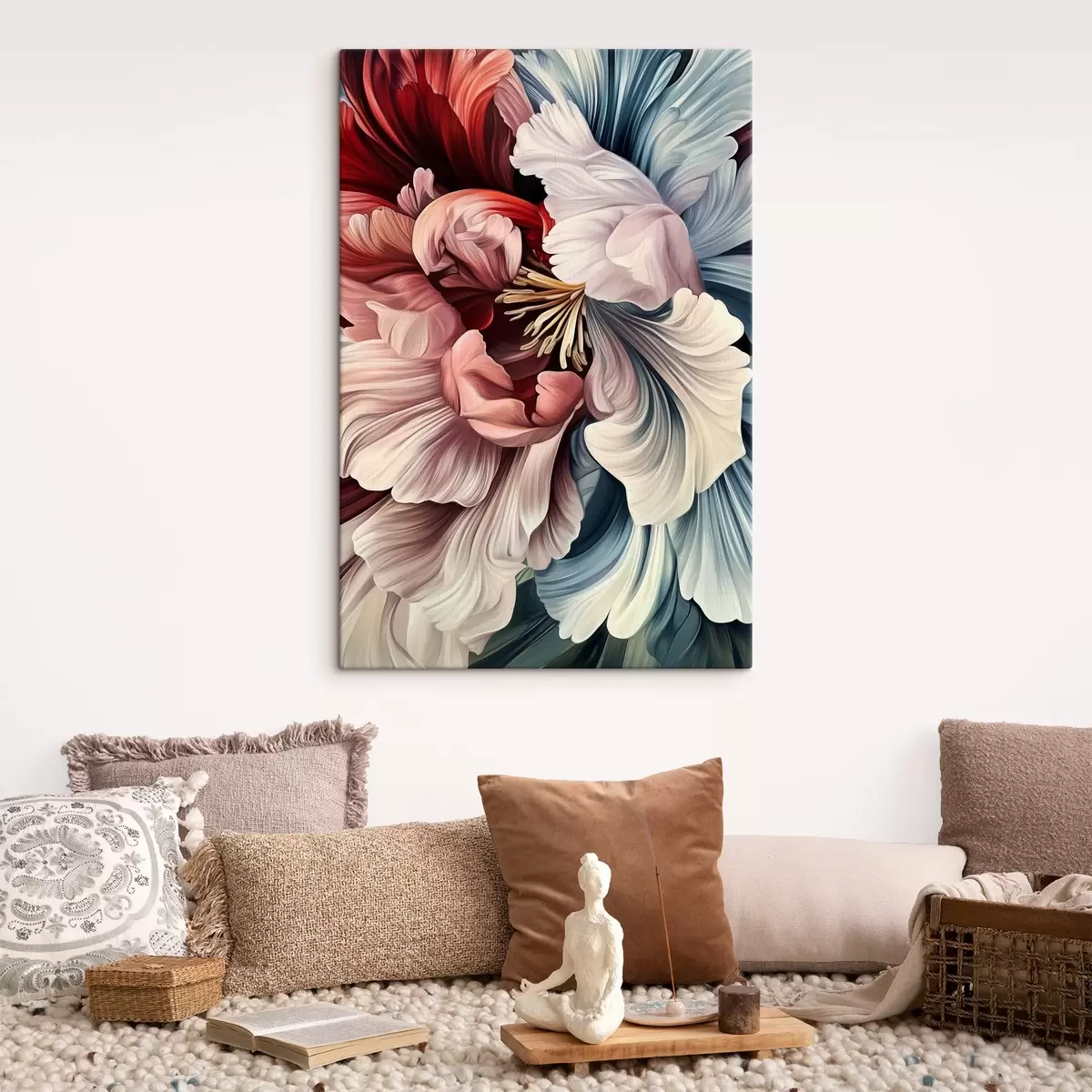 carta da parati Fiore blu e rosso nr. s43905