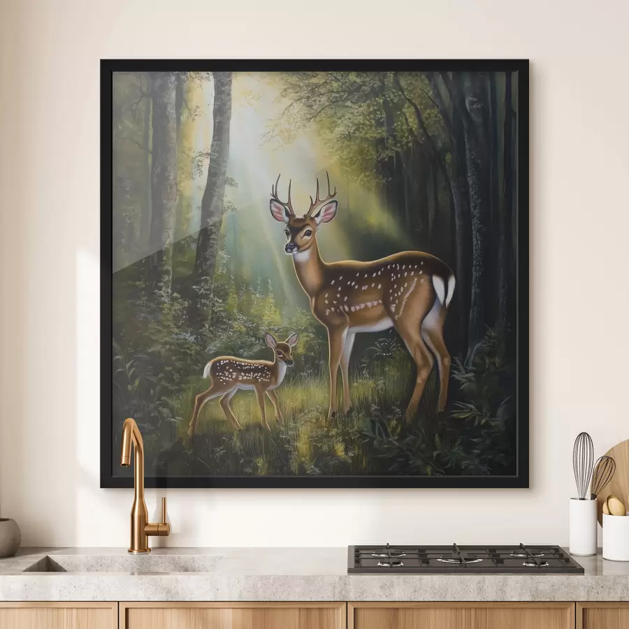 carta da parati Cervo e cerbiatto nella foresta nr. f43915