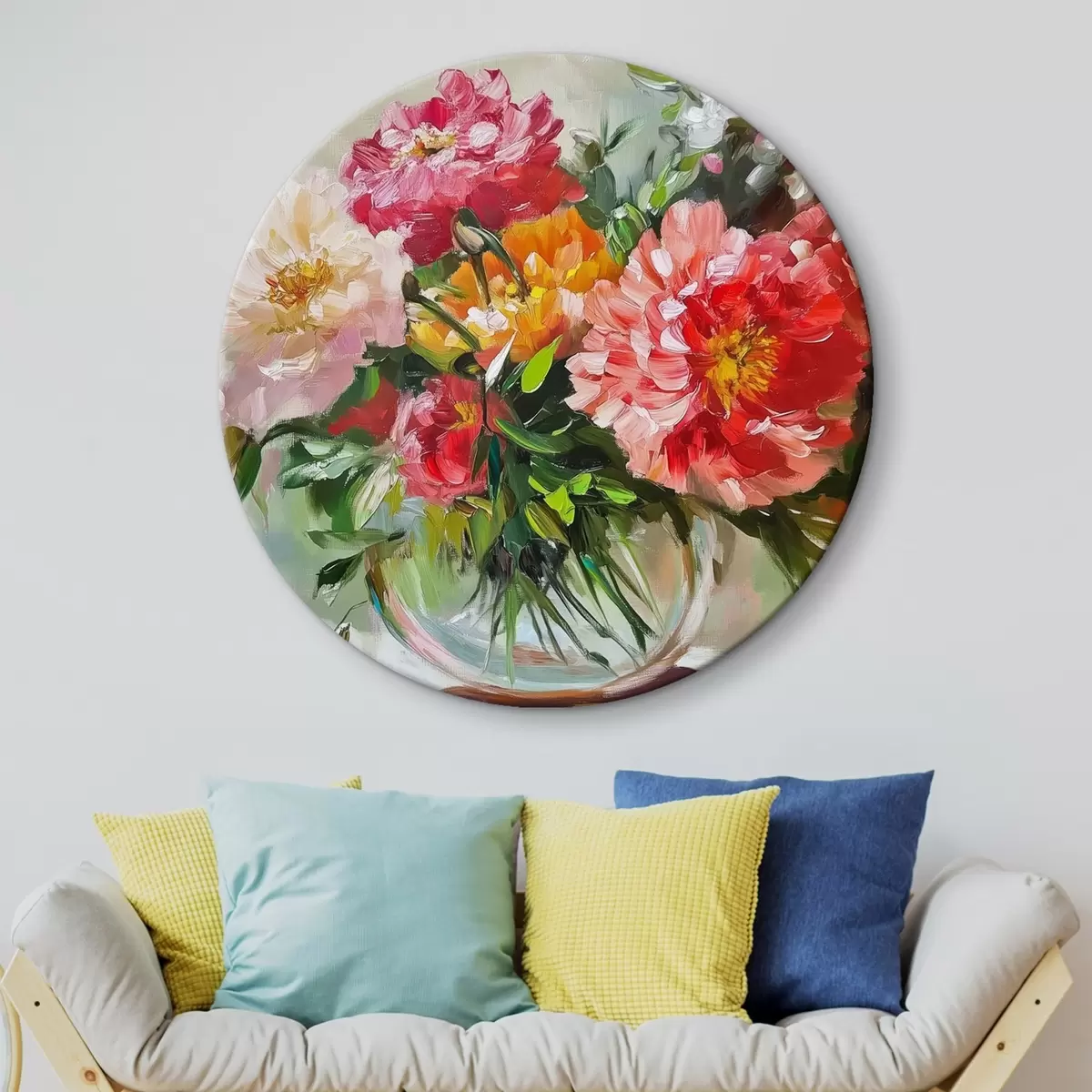 Quadri rotondi Grandi fiori luminosi in un vaso r43907