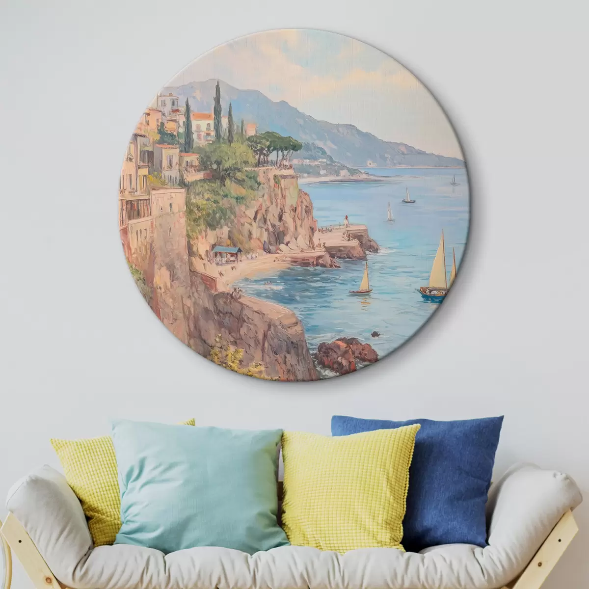 Quadri rotondi Città sul mare r43925