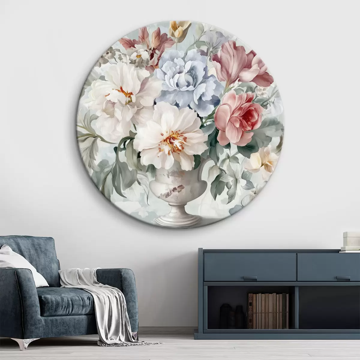 Quadri rotondi Bouquet di fiori lussureggianti r43914
