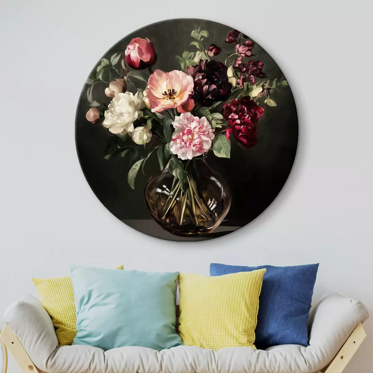 Quadri rotondi Bouquet su sfondo scuro r43912