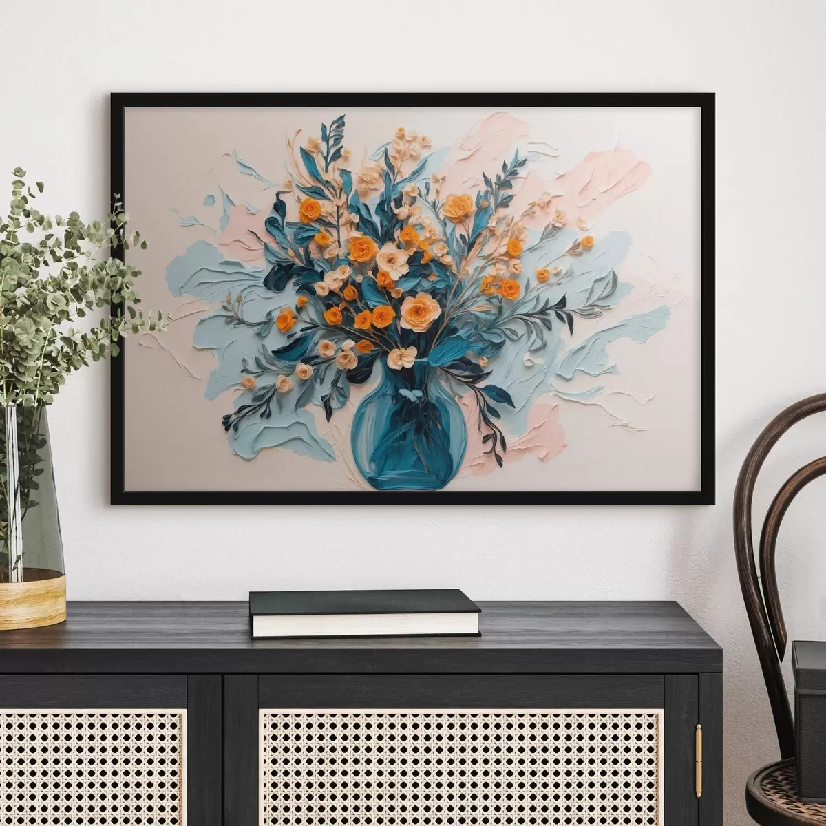 Poster Fiori in vaso trasparente in stile pittura ad olio f43443