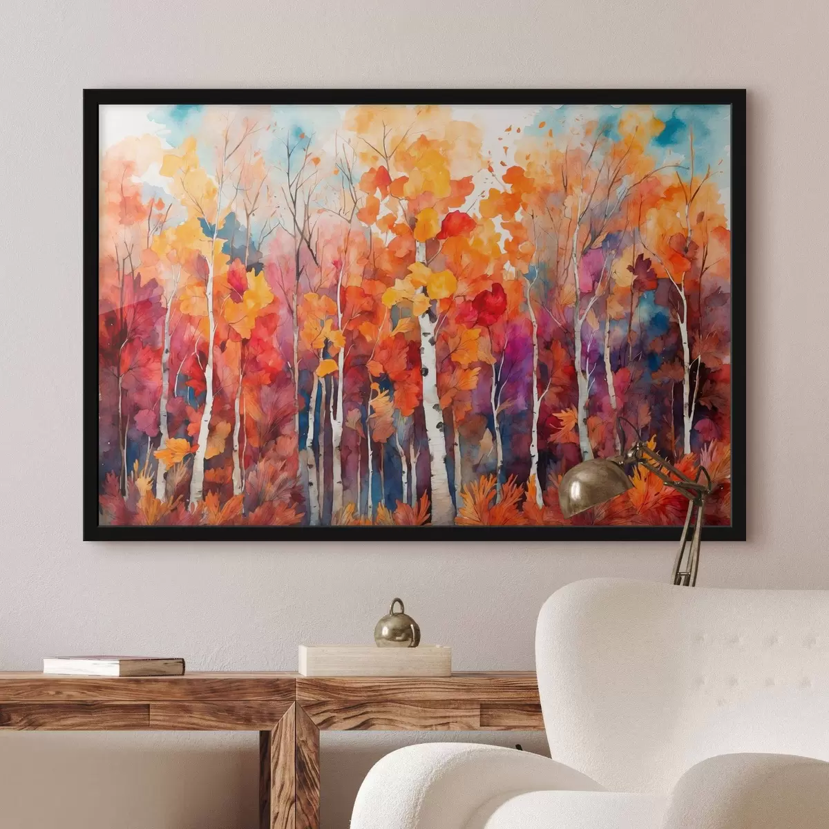 Poster Bosco di betulle in stile pittura ad acquerello f43447