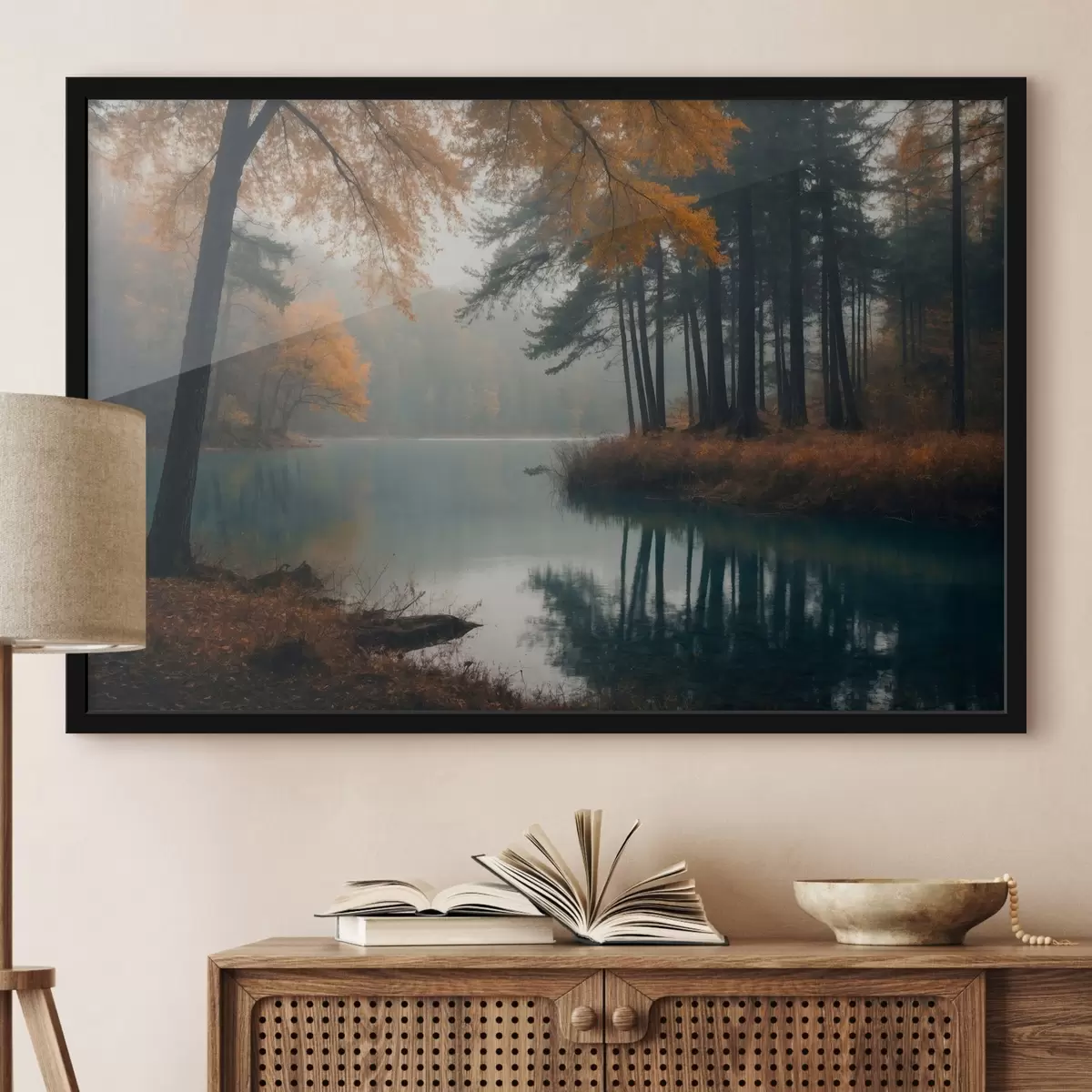 Poster Lago nella foresta autunnale f43463