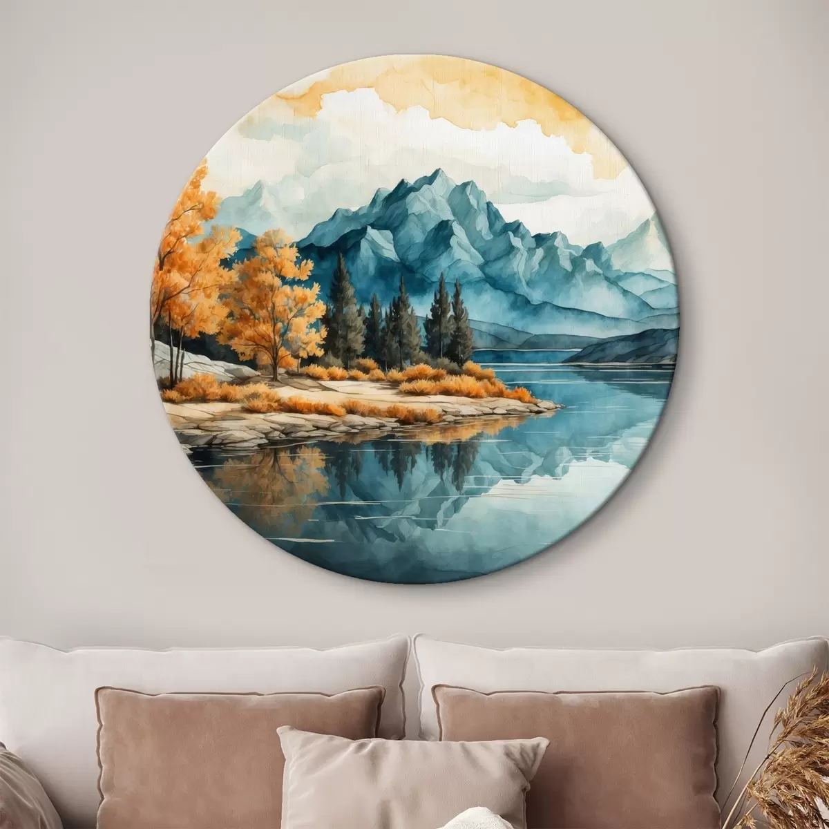 Quadri rotondi Fiume che porta alle montagne r43450
