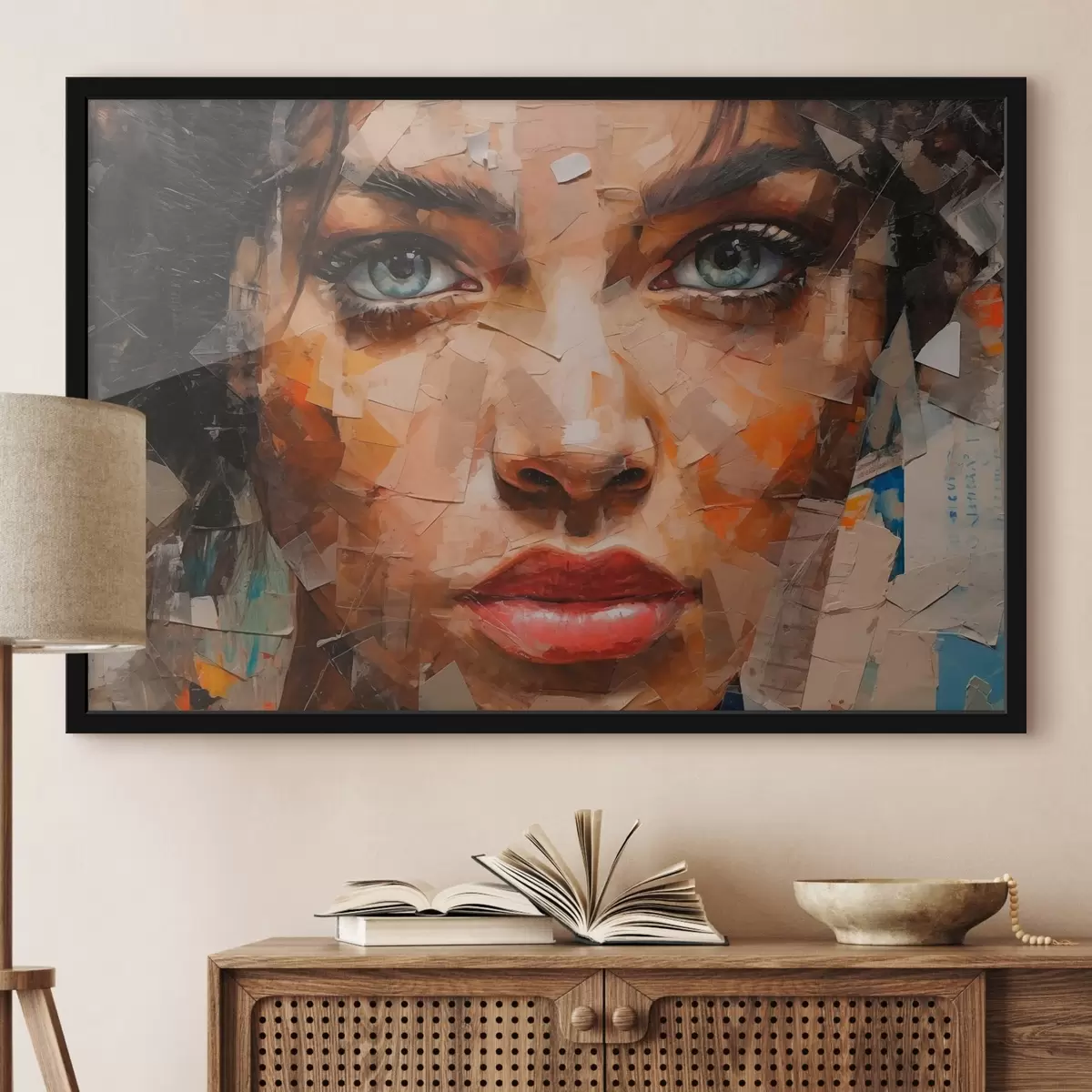 Poster Volto di ragazza fatto di giornali f43467