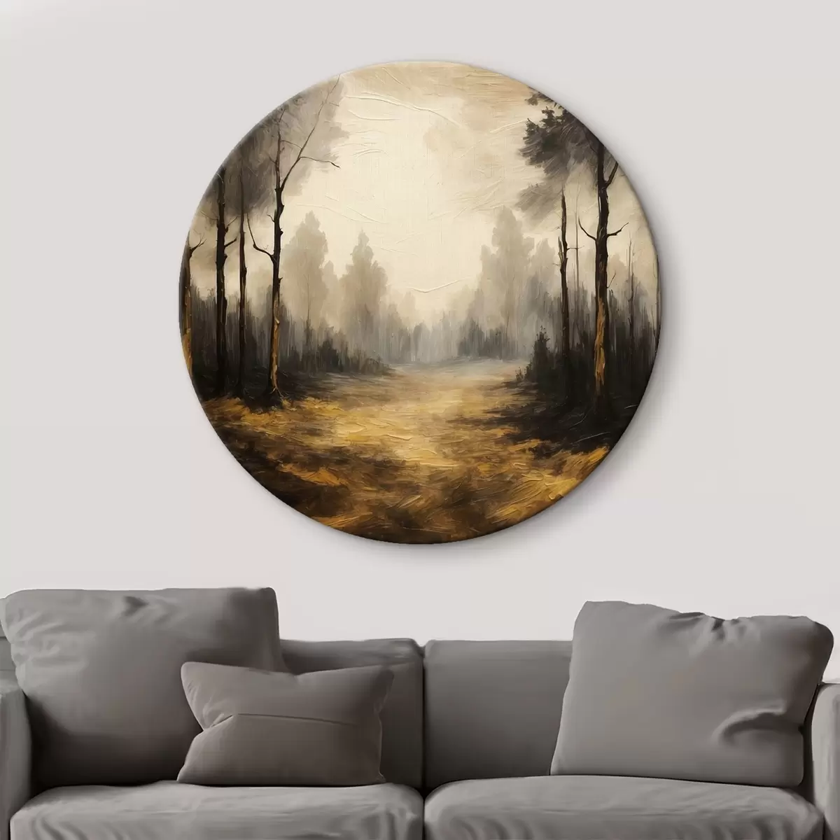 Quadri rotondi Foresta nera in stile pittura acrilica r43448