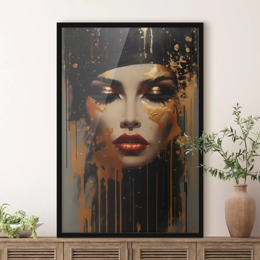 carta da parati Volto di ragazza con vernice gialla nr. f43468