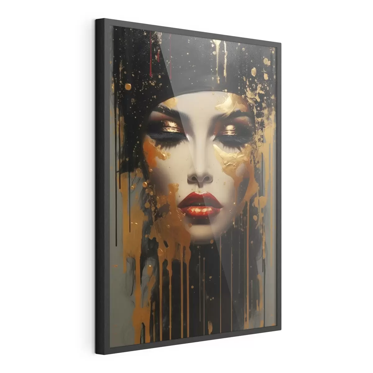 Poster Volto di ragazza con vernice gialla f43468