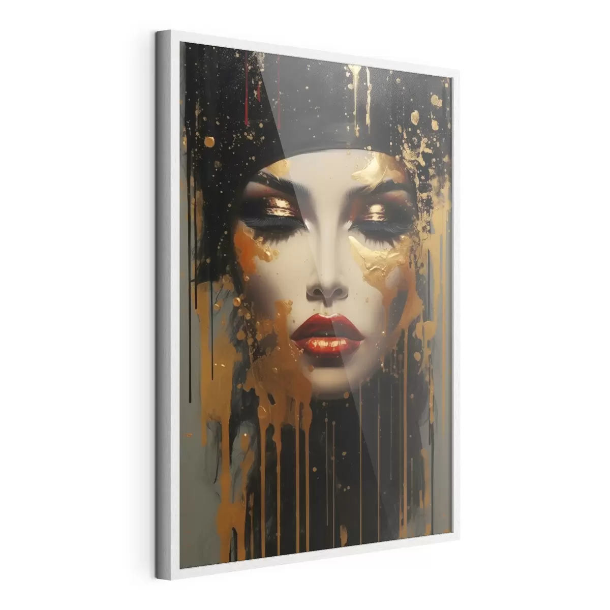 Poster Volto di ragazza con vernice gialla f43468
