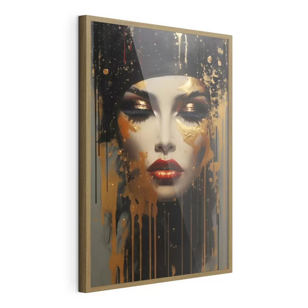 Poster Volto di ragazza con vernice gialla f43468
