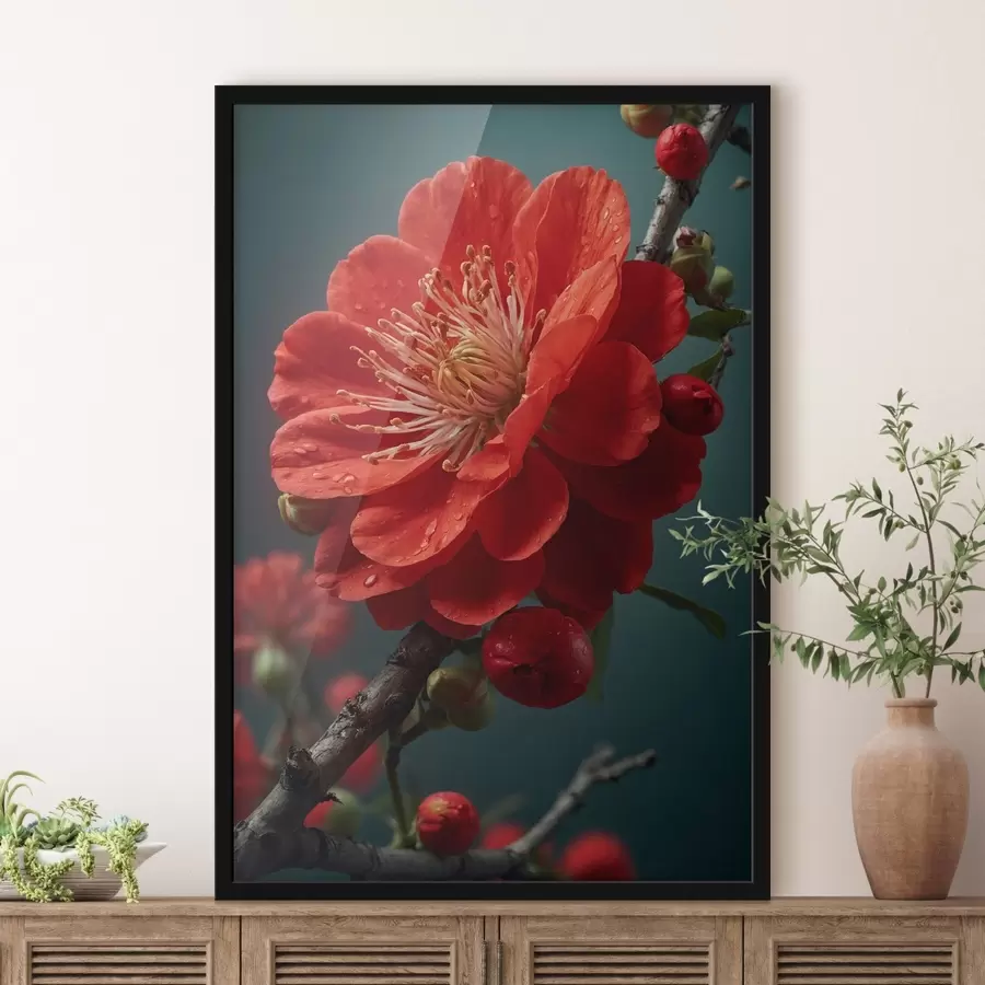 carta da parati Fiore rosso su un ramo nr. f43876