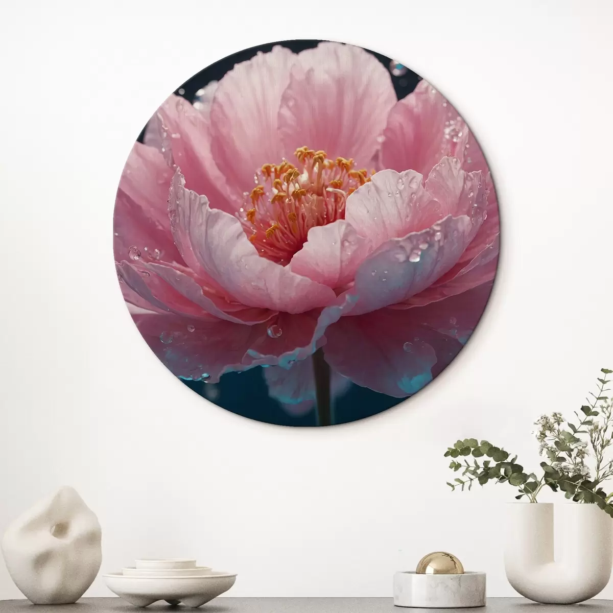 Quadri rotondi Fiore rosa su sfondo sfocato r43875