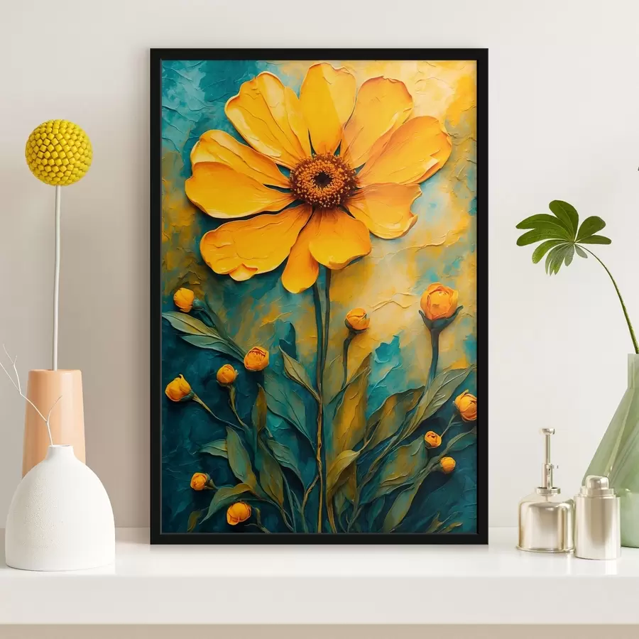 carta da parati Margherita gialla in stile pittura ad olio nr. f43870