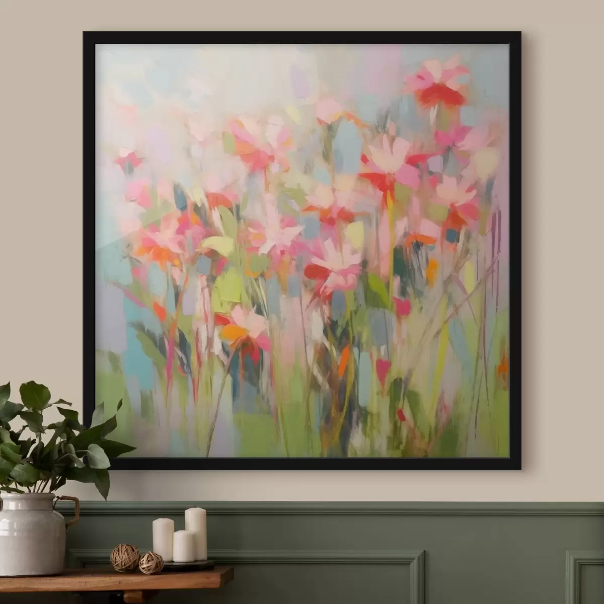 Poster Astrazione di fiori rosa f43243