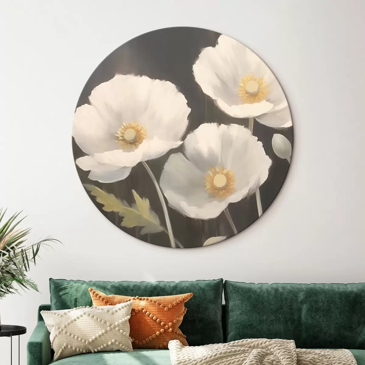 Quadri rotondi Fiori bianchi r43223