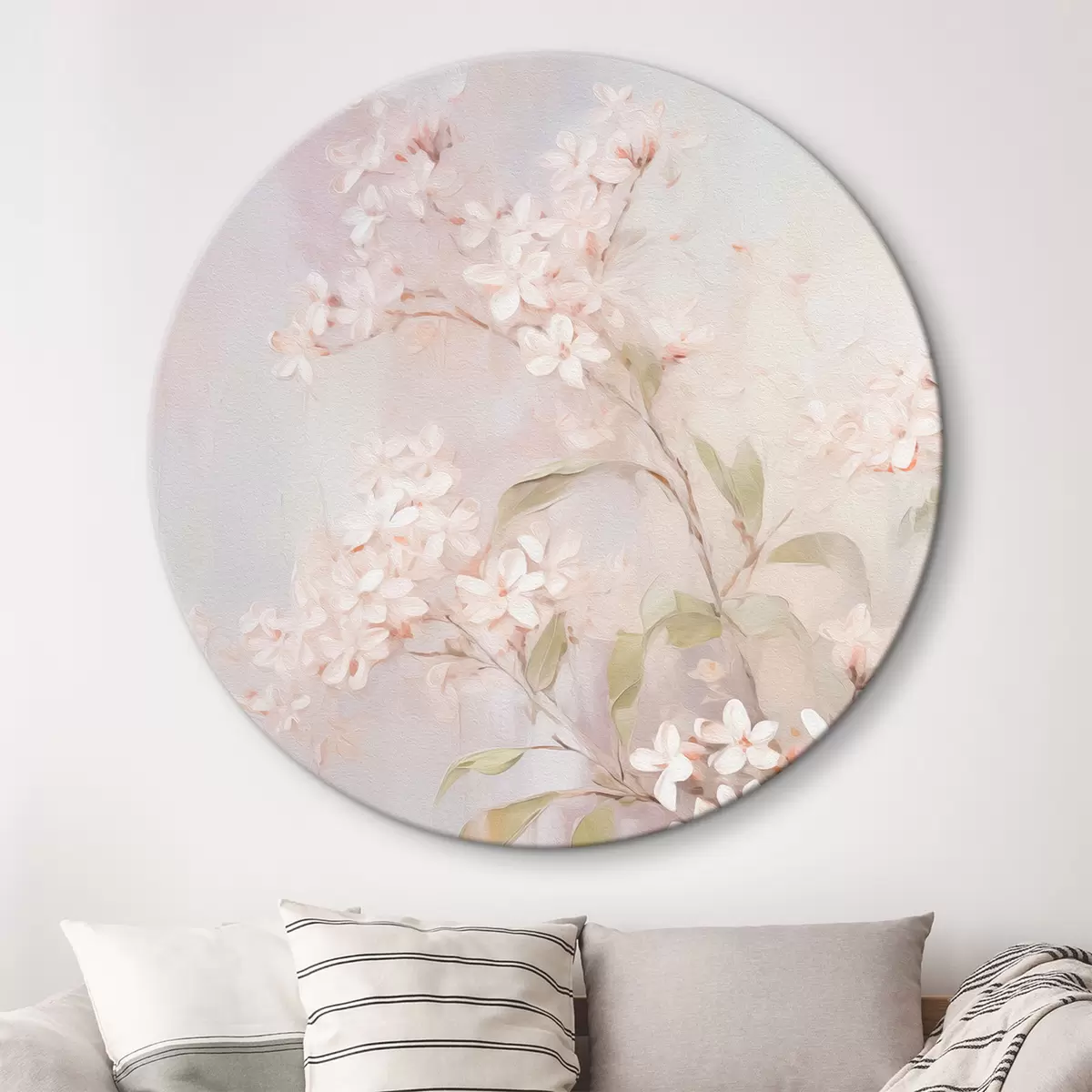 Quadri rotondi Ramo con fiori natura r43493