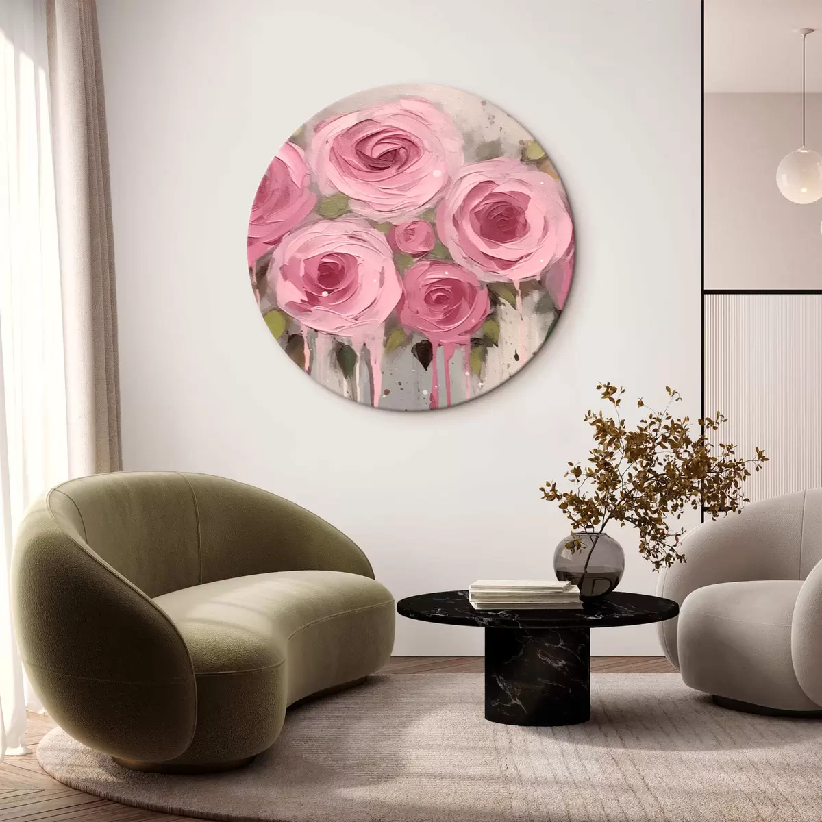 Quadri rotondi Rose astrazione fiori r43930